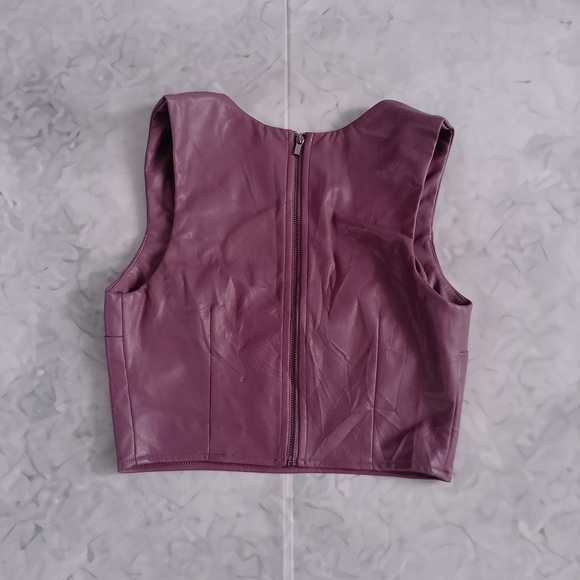 GARAGE Faux Leather Purple Crop Top - Picture 3 of 6